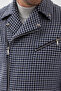 Melli Men's Navy Blue Houndstooth Patterned Long Zippered Sports Cashmere Coat - 2