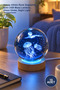 10 Pieces Jellyfish Glass Globe – Color Changing Illuminated USB Table Lamp with Wooden Base, Glass Globe, Night Light