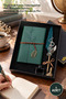 1 Piece Ink Dip Pen and Leaf Patterned Leather Notebook Set – Feather Dip Pen Ballpoint/Ink Pen, Desktop Holder, Ink, Gift Notebook Pen