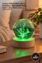 3 Pieces of Lighted Glass Globe – Color Changing Cat Motif Rgb Night Lamp with Wooden Base and USB Glass Globe
