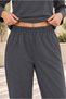Women's Round Neck Textured Off-Shoulder Sweatshirt and Ankle-Length Pants Set with Elastic Waist, Lycra, Flexible Pockets, Sporty Stylish Two-Piece Combination Anthracite - 2