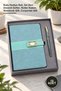 10 Pieces Undated Agenda Notebook and Metal Pen Set – Boxed Gift Set, Gray Leather Patterned Notebook, Roller Pen, Notebook Gift, Corporate Gift