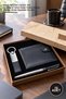 10-Piece Keychain Wallet and Roller Pen Set – Black Faux Leather Wallet, Leather Keychain, Silver Roller Pen, Gift Boxed, Wallet Keychain Pen Set