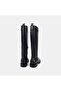 Women's Black Belt Detailed Leather Boots - 5