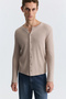 Ribbed Button Closure T-Shirt - 4