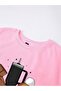 Women's Pink Winter Basic Printed Oversize Crew Neck Sweatshirt - 3