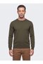 Khaki Crew Neck Men's Knitwear Sweater