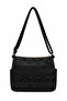 Women's Faux Leather Multi-Compartment Zippered Daily Use Crossbody Bag Black Patterned - 2