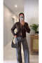 Visra Brown Melange Zippered Cardigan - 2