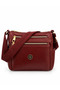 Women's Faux Leather Multi-Compartment Zippered Daily Use Crossbody Bag Claret Red - 5