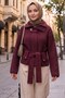 Belted Half Turtleneck Knitwear Cardigan Claret Red Hnt2808