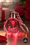 5 Pieces I Love You Lighted Crystal Keychain – Color Changing Design, Rose Motif Inside, Gift for Your Loved One, Light Keychain