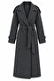 Anthracite Epaulet Belted Coat - 6047