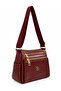 Women's Faux Leather Multi-Compartment Zippered Daily Use Crossbody Bag Claret Red