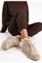 Ceko Exclusive Beige Fur Suede Lace-Up Women's Boots - 3