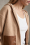 Leather-Trimmed Hooded Knitwear Regular Cardigan - 2
