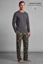 Egyptian Men's Crew Neck Printed Pajama Set Anthracite