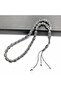 Capsule Cut Crescent and Star Patterned Silver Prayer Beads