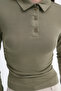 Polo Collar Gathered Blouse B06045 - 3