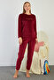 I Love Winter Embossed Printed Velvet Pajama Set - 3