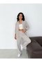 Women's Gray Oversize Shirt and Tube Leggings Two-Piece Set - 2