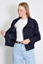 Casual Polo Collar Jacket with Hidden Zipper and Snap Buttons - 4