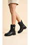 Women's Leather-Look Short Heeled Casual Boots with Metal Accessories - 4