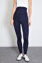 Diver Fabric High Waist Leggings with Side Draping - 7