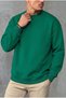 Men's green basic plain oversized sweatshirt with fleece lining - 5