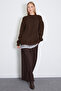 Ruffled Skirt, Crew Neck, Loose Knit Sweater - 2