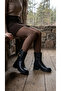 Women's Leather-Look Short Heeled Casual Boots with Metal Accessories - 5