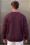 Men's burgundy basic plain oversize sweatshirt with fleece lining - 5