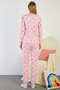 Striped and Bowknot Crew Neck Suede Pajama Set - 5