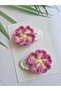 Pink Flower Children's Gift Handmade Knitted 2-Piece Snap Knitted Hair Accessory Clip - 3