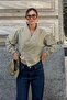 Women's Khaki Double-Breasted Collar Buckle Short Jacket - 4