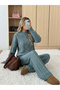 Cable-knit sweater-pants top and bottom 2-piece set - 2