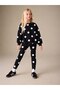 Girl's Polka Dot Leggings Set Black and White Printed Sweatshirt Pants 2-Piece Set