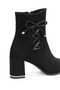 Women's Lace-Up Detailed Pointed Toe Heeled Boots – Stylish Ankle Boots with Chunky Heels - 3