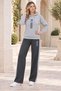 Women's Hooded Long Sleeve Low-Sleeve Printed Lycra Stretch Sweatshirt and Printed Lycra Stretch Trousers with Elastic Waist and Pockets Stylish and Sporty Beige Navy Blue Two-Piece Set - 6