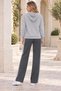 Women's Hooded Long Sleeve Low-Sleeve Printed Lycra Stretch Sweatshirt and Printed Lycra Stretch Trousers with Elastic Waist and Pockets Stylish and Sporty Beige Navy Blue Two-Piece Set - 3