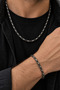 Men's Steel Necklace Bracelet Set Black Color King Chain Thin Model 4 mm Steel Set - 2