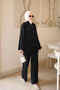 Black Lace Detailed Tunic and Trousers Set - 2