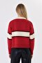 Women's Striped Polo Collar Knit Sweater - 8