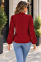 Timeless Elegance Pearl Sophistication Women's Bow Collar Pearl Detail Long Sleeve Stylish Crepe Blouse - 4