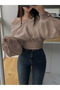Women's V Detailed Wide Collar Balloon Sleeve Sweatshirt - 2