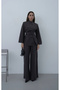 Tied Asymmetrical Zipper Pants Suit Brown - 2