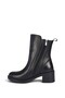 Women's Genuine Leather Heeled Double Zipper Light Sole Black Boots - 2