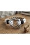 Rhevon Harborlink White Beige Leather Men's Bracelet - Large Metal Ring and Braided Cord - 2