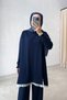Skirt with Tulle Detail Mercerized Set - Navy Blue - 4