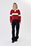 Women's Striped Polo Collar Knit Sweater